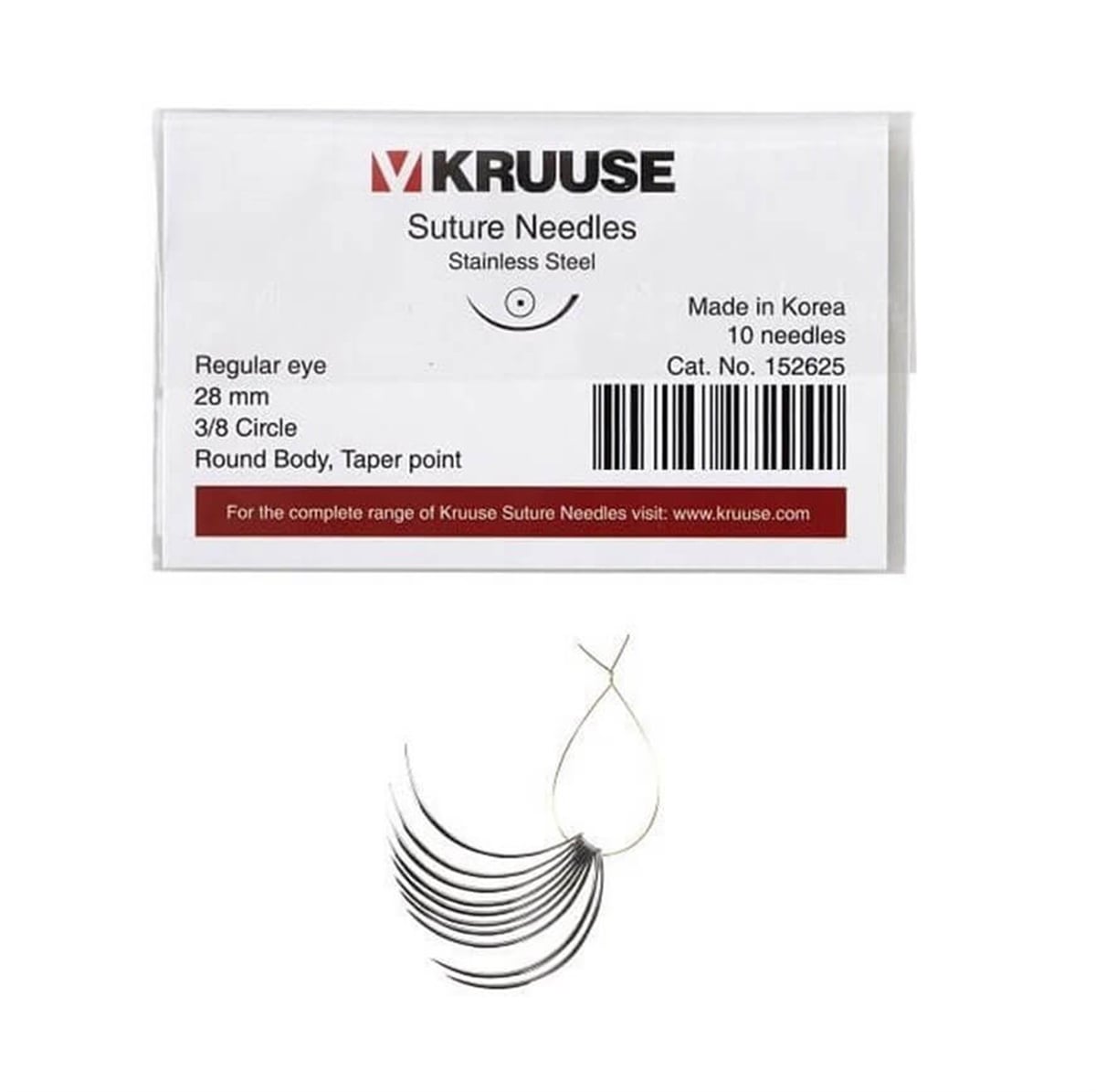 Kruuse Sütür İğnesi Regular 3/8 Yuvarlak İğneli 28 MM 10'lu Paket