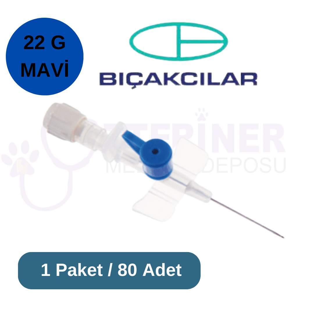 Bıçakçılar Branül (ıntraket)  80 li Paket 22G Mavi