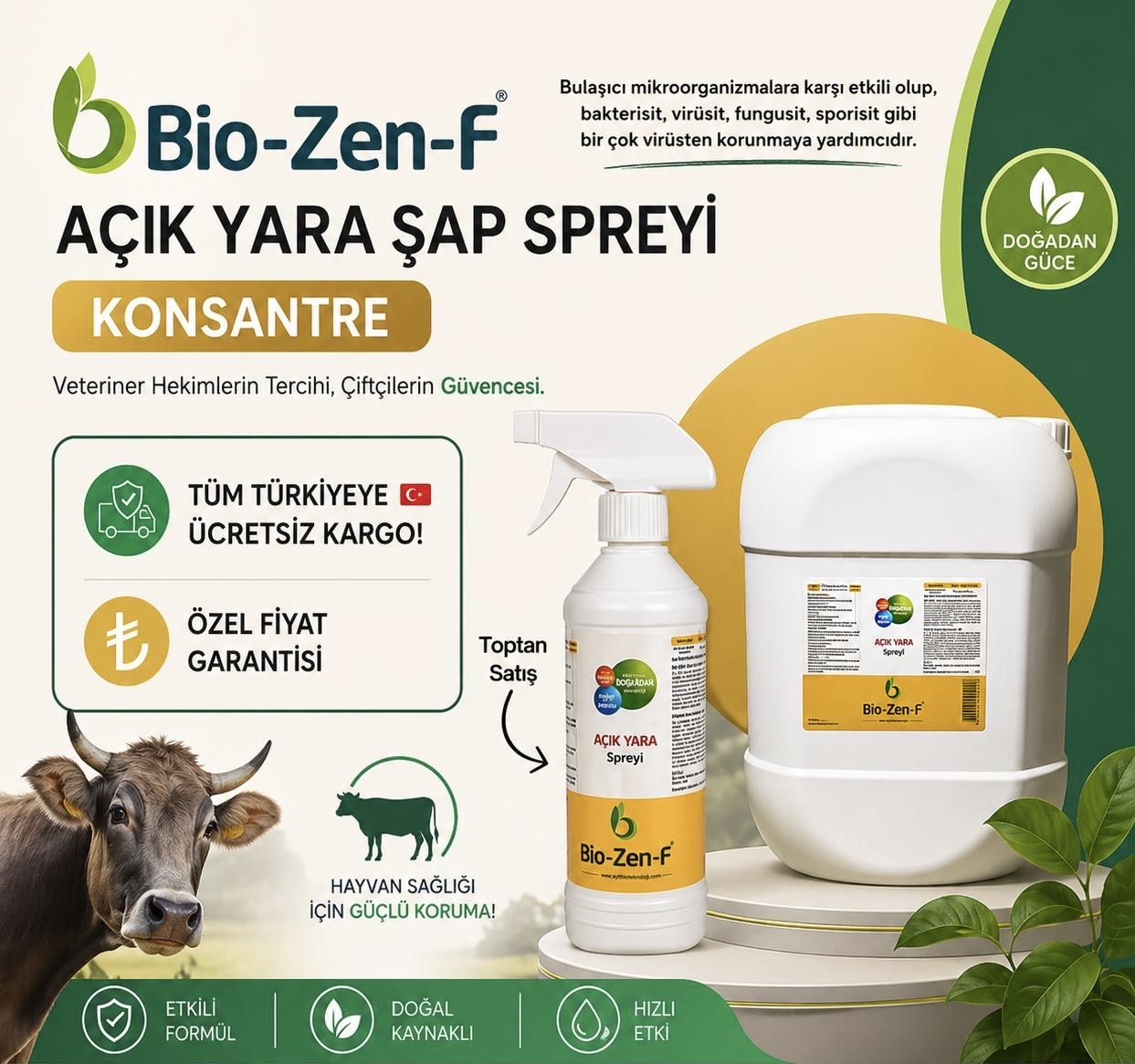 Bio-Zen-F Açık Yara Şap Spreyi