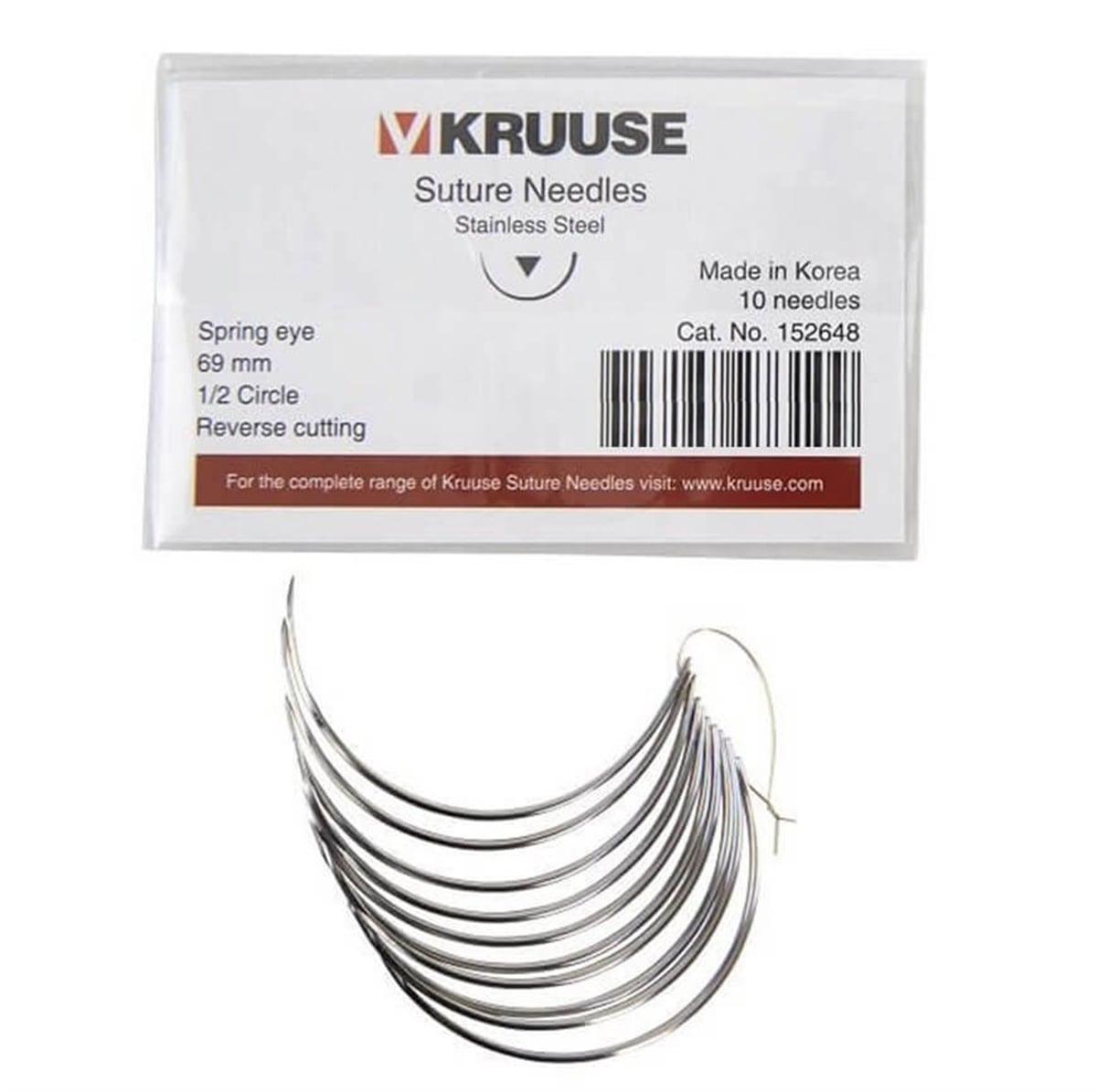Kruuse Sütür İğnesi Spring 1/2 Keskin 69 MM 10'lu Paket
