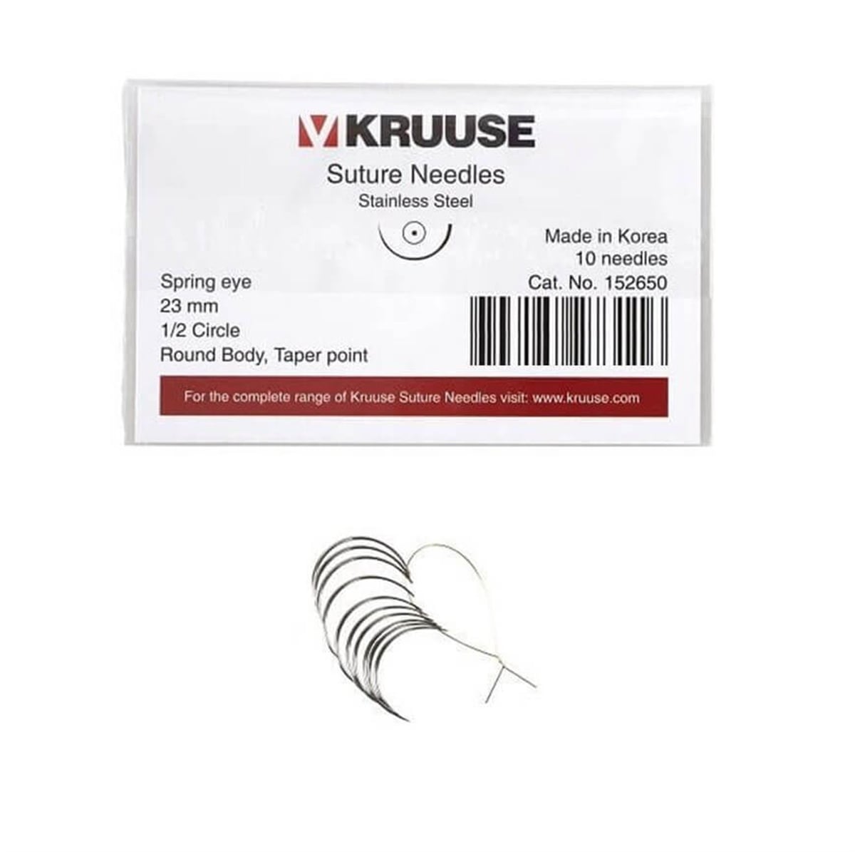 Kruuse Sütür İğnesi Spring 1/2 Yuvarlak İğneli 23MM 10'lu Paket