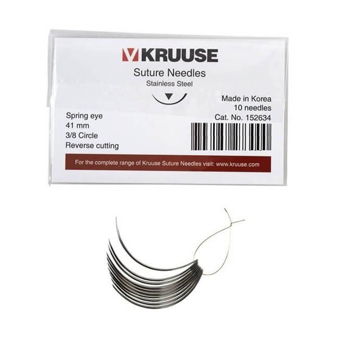 Kruuse Sütür İğnesi Spring 3/8 Keskin 41 MM 10'lu Paket