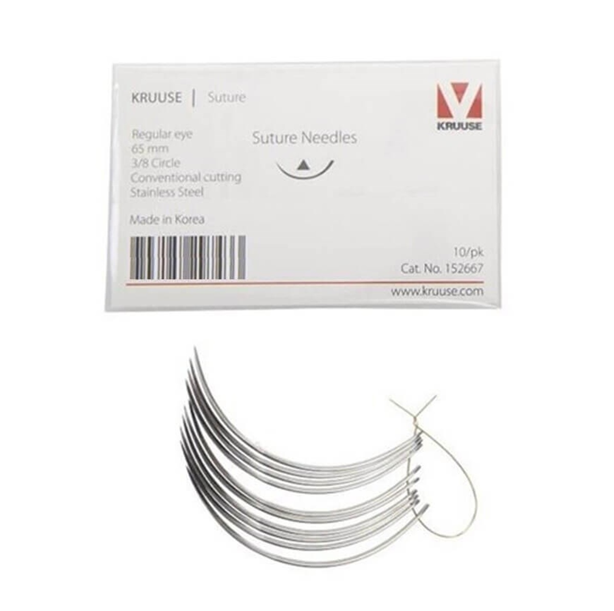 Kruuse Sütür İğnesi Regular 3/8 Keskin 89 MM 10'lu Paket