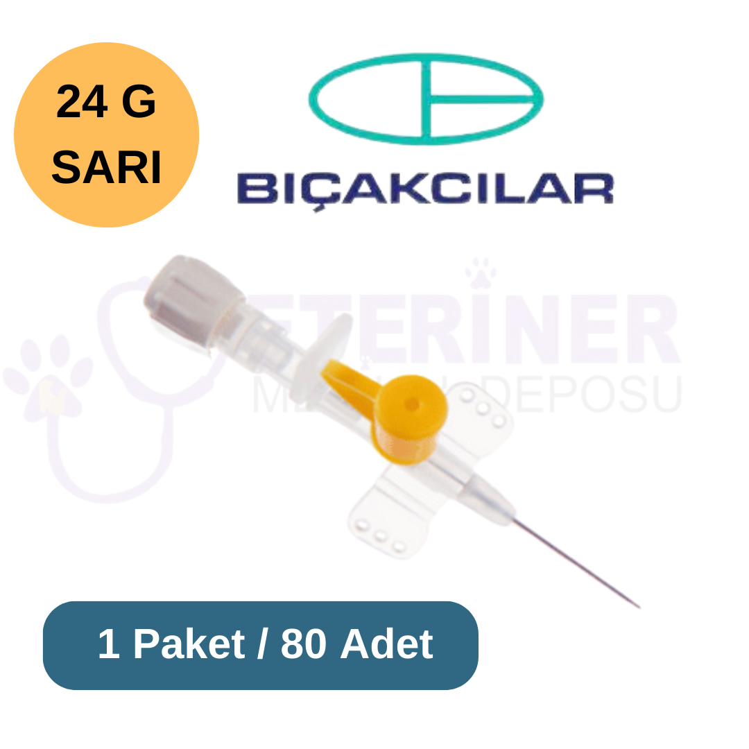 Bıçakçılar Branül (ıntraket)  80 li Paket 24G Sarı