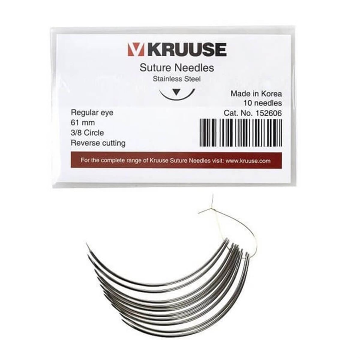 Kruuse Sütür İğnesi Regular 3/8 Keskin 61 MM 10'lu Paket