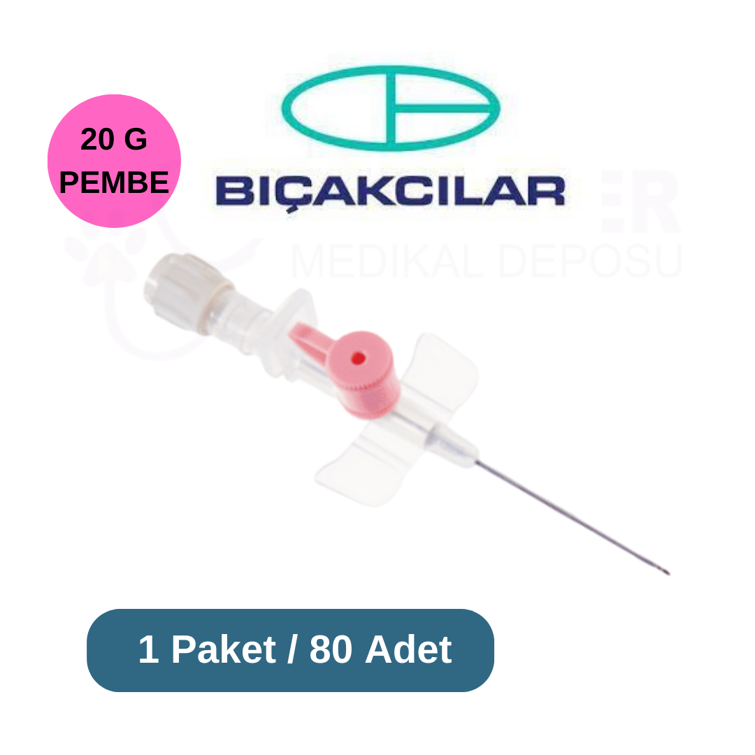 Bıçakçılar Branül (ıntraket)  80 li Paket 20G Pembe